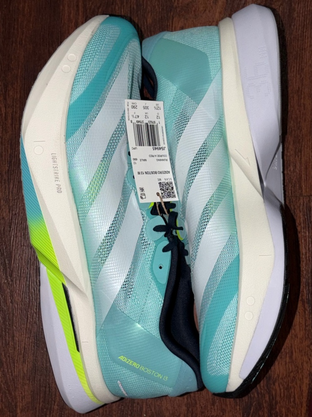 adidas Adizero Boston 13 Mint Teal Running Shoes with Neon Accents